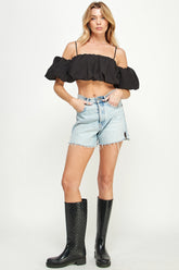 Puffy Short Sleeve Crop Top